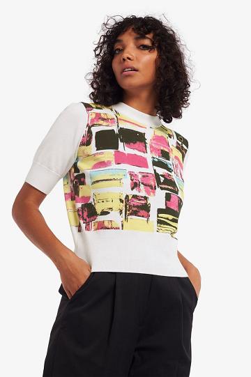 Fred Perry SK3008 Naisten Neuleet Valkoinen | FI 1120FDNM